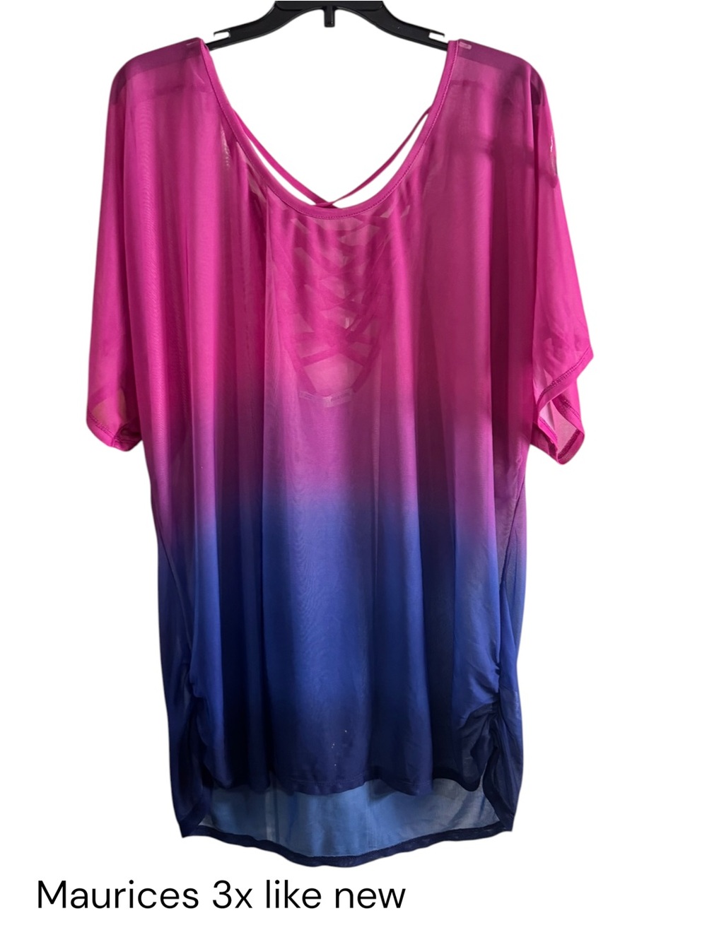 Maurices Pink to Blue Ombre Plus Tunic with Strappy Back